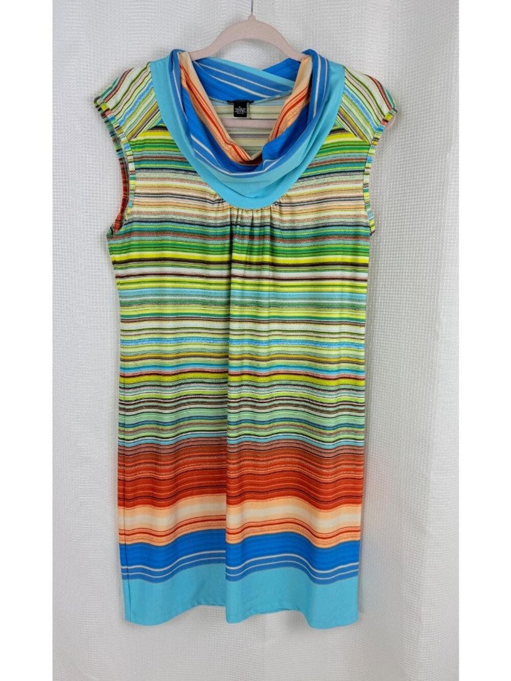 New Directions Womens Petite Large Sheath Dress PL Multicolor Striped Sleeveless
